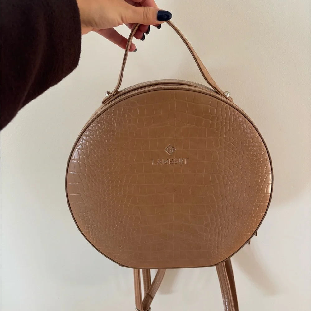 Round Tan Backpack - Picture 1 of 4